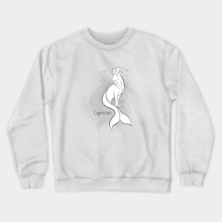 Zodiac sign Capricorn - Black and white lineart Crewneck Sweatshirt